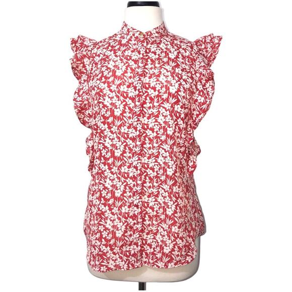 Lauren Ralph Lauren Crepe Flutter Sleeve Floral Button Front Top Medium EUC - Picture 2 of 9